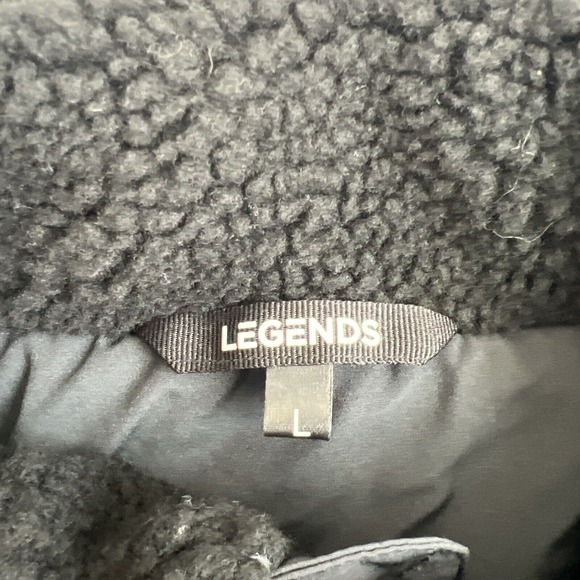 Legends Sherpa Jacket Mens Large Black Full Zip Fleece Outdoors Elbow Patch - Picture 7 of 12